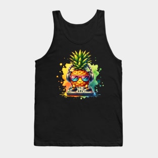 Watercolor Cool Kawaii Pineapple DJ Tank Top